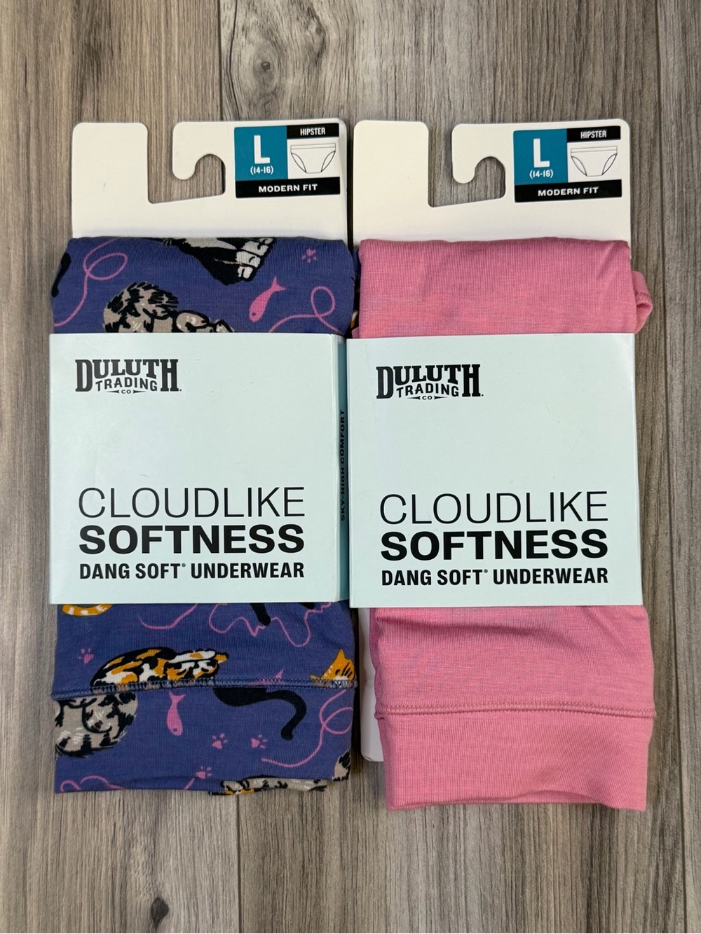 Duluth Trading Dang Soft Hipster Underwear Lot 2 Pack Cats Rose Womens Large NEW